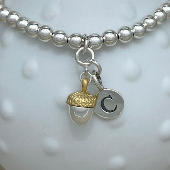 Personalised Acorn Charm Bead Bracelet, 2 of 5