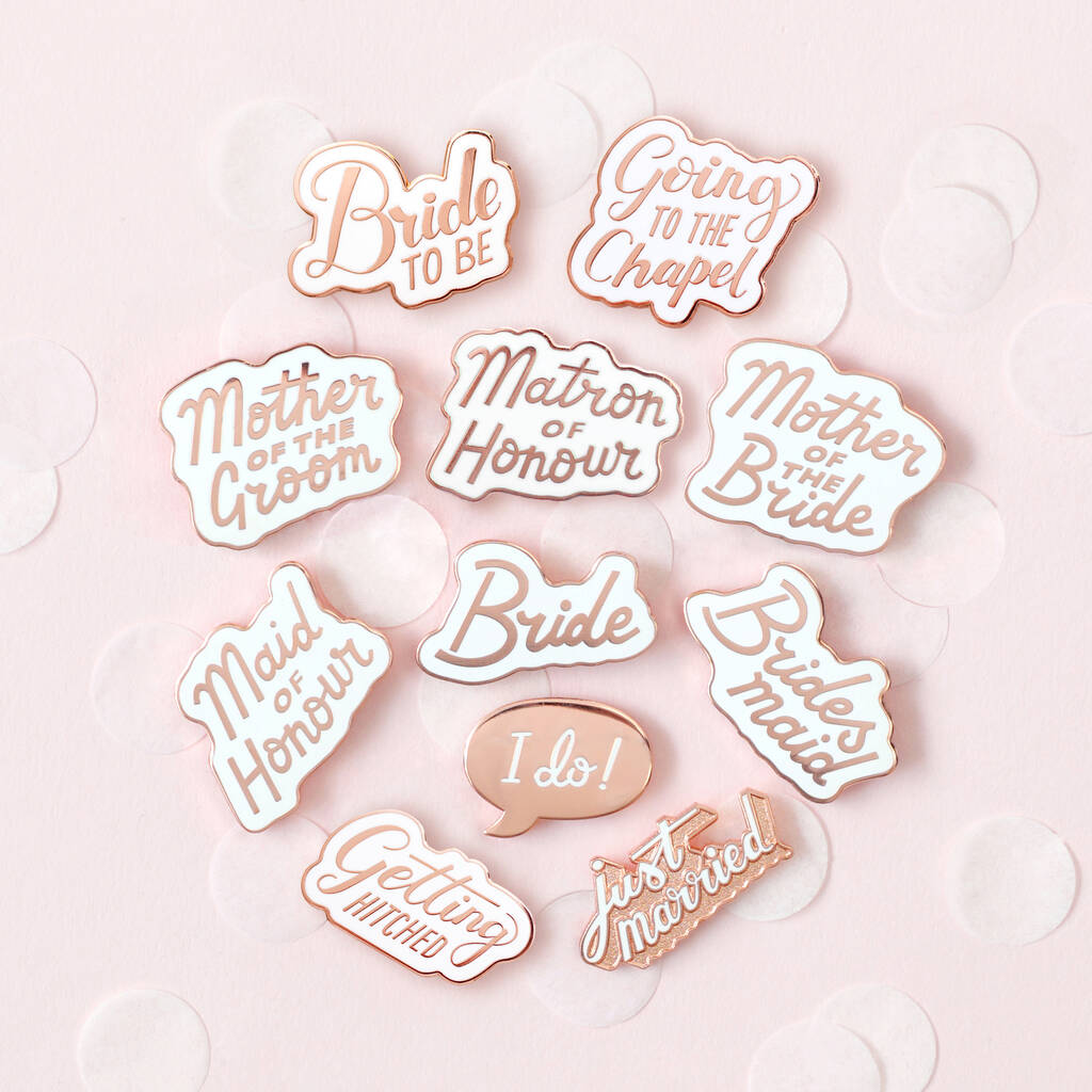 'Bride To Be' Enamel Pin By Alphabet Bags | notonthehighstreet.com