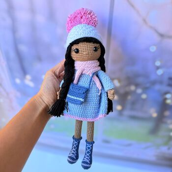 Handmade Crochet Dark Skin Doll, 4 of 12