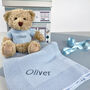 Personalised Baby Boy Bertie Bear With Blanket, Blue, thumbnail 1 of 5