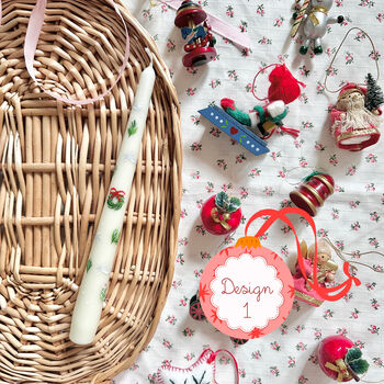 Hand Painted Ivory Christmas Taper Candles, 2 of 9