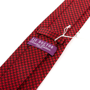 Red And Black Houndstooth Silk Tie 8cm, 2 of 3