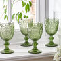 Set Of Four Emerald Baroque Wine Goblets, thumbnail 1 of 5