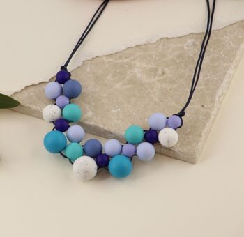 Blue Speckled Silicone Statement Necklace, 3 of 6