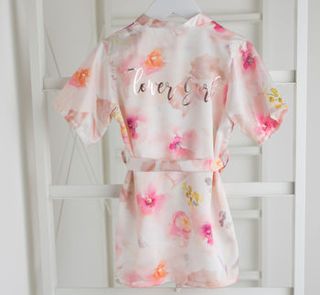 Floral Flower Girl Robe Gown Pink Watercolour, 2 of 6