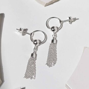 Sterling Silver Tassel Earrings, 3 of 8