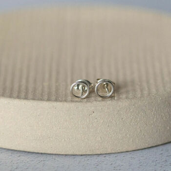 Sterling Silver Mini Geo Circle Studs, 3 of 8