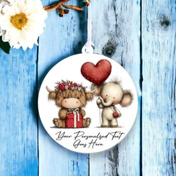 Personalised Whimsical Valentine Anniversary Love Animals Hanging Decoration, 4 of 12