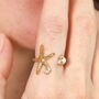 Stainless Steel Starfish Adjustable Ring In Gold Plating, thumbnail 1 of 4