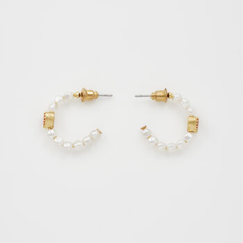 Gold Love Heart Pearl Hoop Earrings, 4 of 7