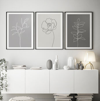 Colour Floral Line Art Set Of Three Posters, 2 of 8