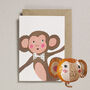 Monkey Paper Balloon Greeting Card, thumbnail 1 of 4