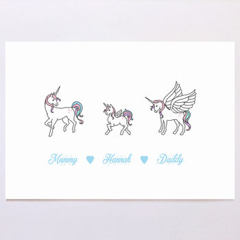 Personalised Unicorn Family Print, 5 of 6