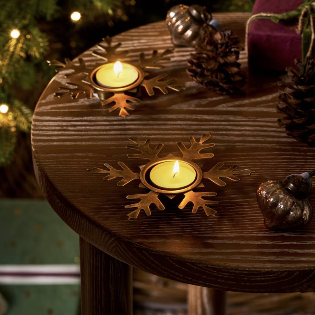 Set Of Two Snowflake Tealight Holders, 1 of 2