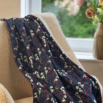 Luxury Thick Soft Sherpa Throw Blanket Robin Berries, 4 of 4
