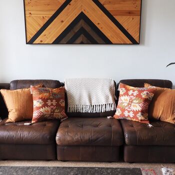 Turkish Kilim Rust Leaf Cushion, 10 of 10