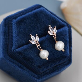 Marquise Cz Trio With Baroque Pearl Dangle Earrings, 7 of 12
