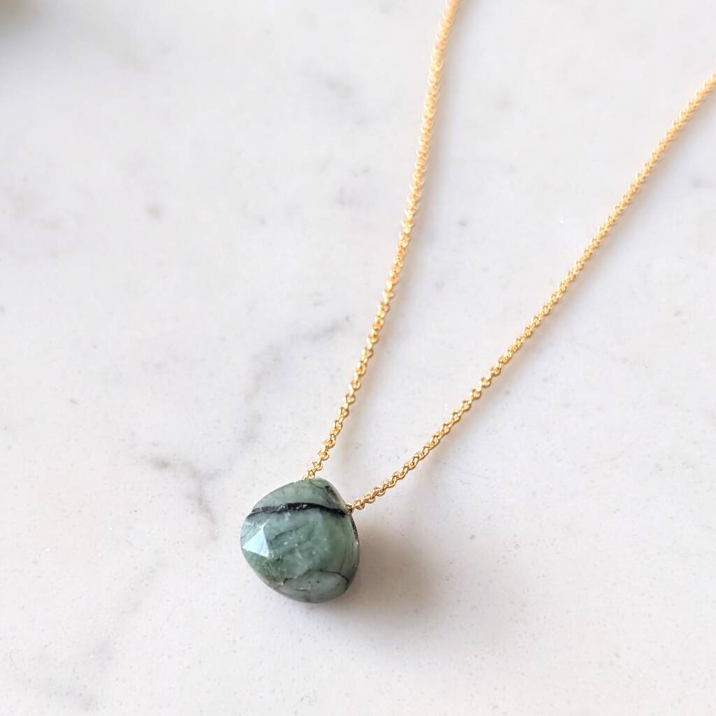 Emerald Teardrop May Birthstone Necklace, 1 of 6
