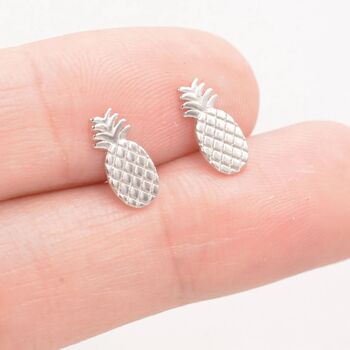 Pineapple Stud Earrings In Sterling Silver, 5 of 11