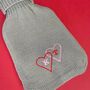 Personalised Double Heart Initial Hot Water Bottle, thumbnail 2 of 3