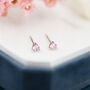 Tiny Pink Cz Stud Earrings In Sterling Silver, thumbnail 2 of 11