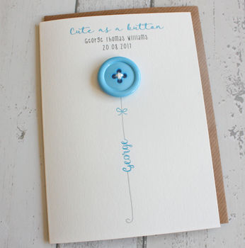Personalised New Baby Cute As A Button Card, 2 of 5