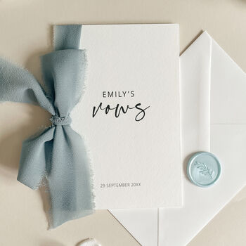 Luxury 'Her Vows' Wedding Vows Card, Personalised, 4 of 11