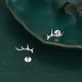 Sterling Silver Antler 16 G Internally Threaded Flat Back Earrings, thumbnail 4 of 12