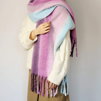 Chunky Knit Oversized Ombre Colour Gradient Scarf, 2 of 11