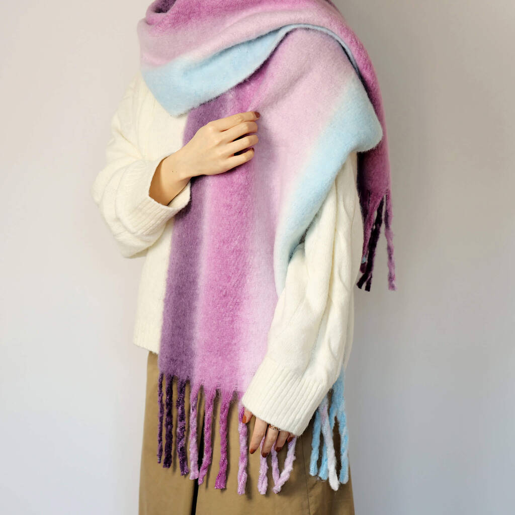 Chunky Knit Oversized Ombre Colour Gradient Scarf, 1 of 11