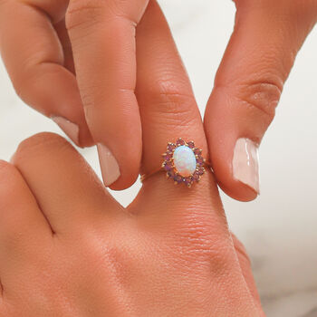 Vintage Evelyn Opal And Amethyst Ring, 2 of 5