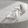 Ribbed Silver Square Cufflinks, thumbnail 2 of 4