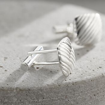 Ribbed Silver Square Cufflinks, 2 of 4