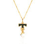 Gold Plated T Initial Necklace With Green Marble, thumbnail 1 of 6