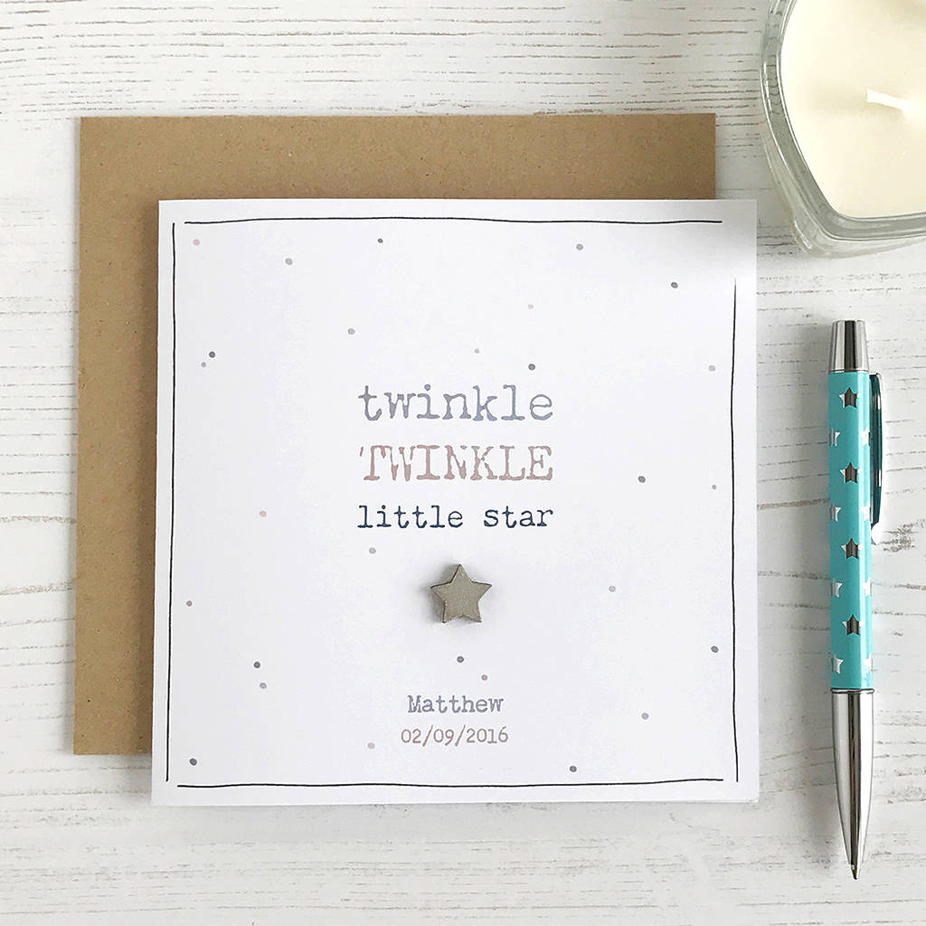 Twinkle Twinkle Little Star, Personalised New Baby Card, 1 of 4