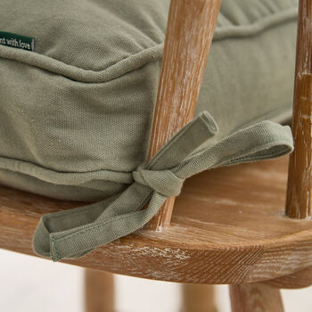 Set Of Two Olive Green Seat Cushions With Ties, 5 of 5