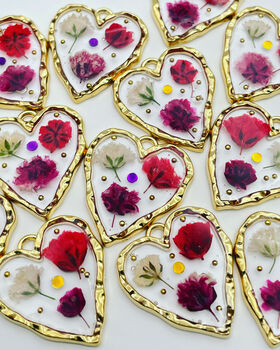 Heart Necklace With Gypsophila Flowers In Silver Or Gold, 3 of 12