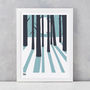 'In The Woods' Art Print In Coastal Blue, thumbnail 1 of 6