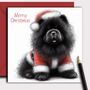 Black Chow Chow Dog Christmas Card. Dressing Up, thumbnail 1 of 2