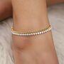 Gold Plated Crystal Braided Chain Dangle Anklet, thumbnail 1 of 3
