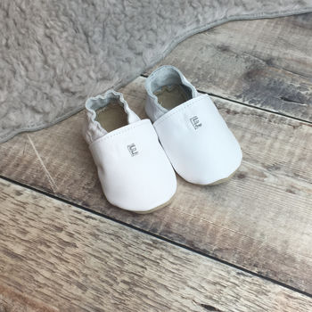Personalised Metallic Initial Leather Baby Shoes, 2 of 2