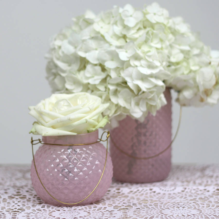 Quilted Pale Pink And Gold Candle Holder / Vase By The Wedding of my