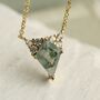 Art Deco Moss Agate Kite Necklace, thumbnail 2 of 9