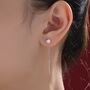 Bezel Cz Crystal Threader Earrings In Sterling Silver, thumbnail 7 of 10