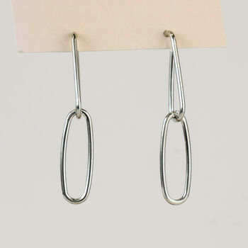 Minimalist Oval Dangle Stud Earrings, 4 of 4