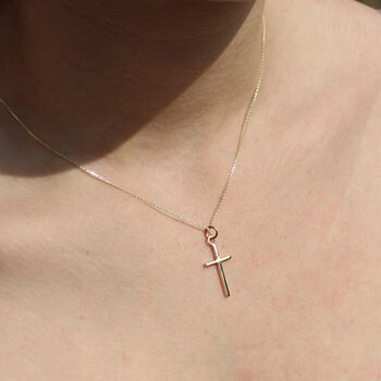 14ct Solid Gold Cross Necklace, 2 of 4