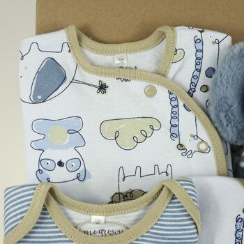 Blue Safari Organic New Baby Boy Gift Box, 3 of 7
