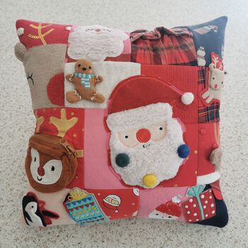 My 1st Christmas Memory Pillow Keepsake, Double Sided Cushion, Made From Baby Clothes, Personalised Decorative Keepsake Gift, 5 of 12