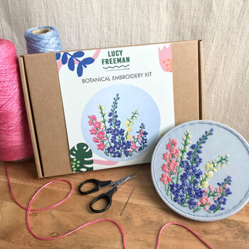 Delphinium Floral Embroidery Kit, 3 of 8