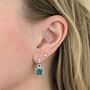 The Square Emerald Silver Gemstone Earrings, thumbnail 2 of 5